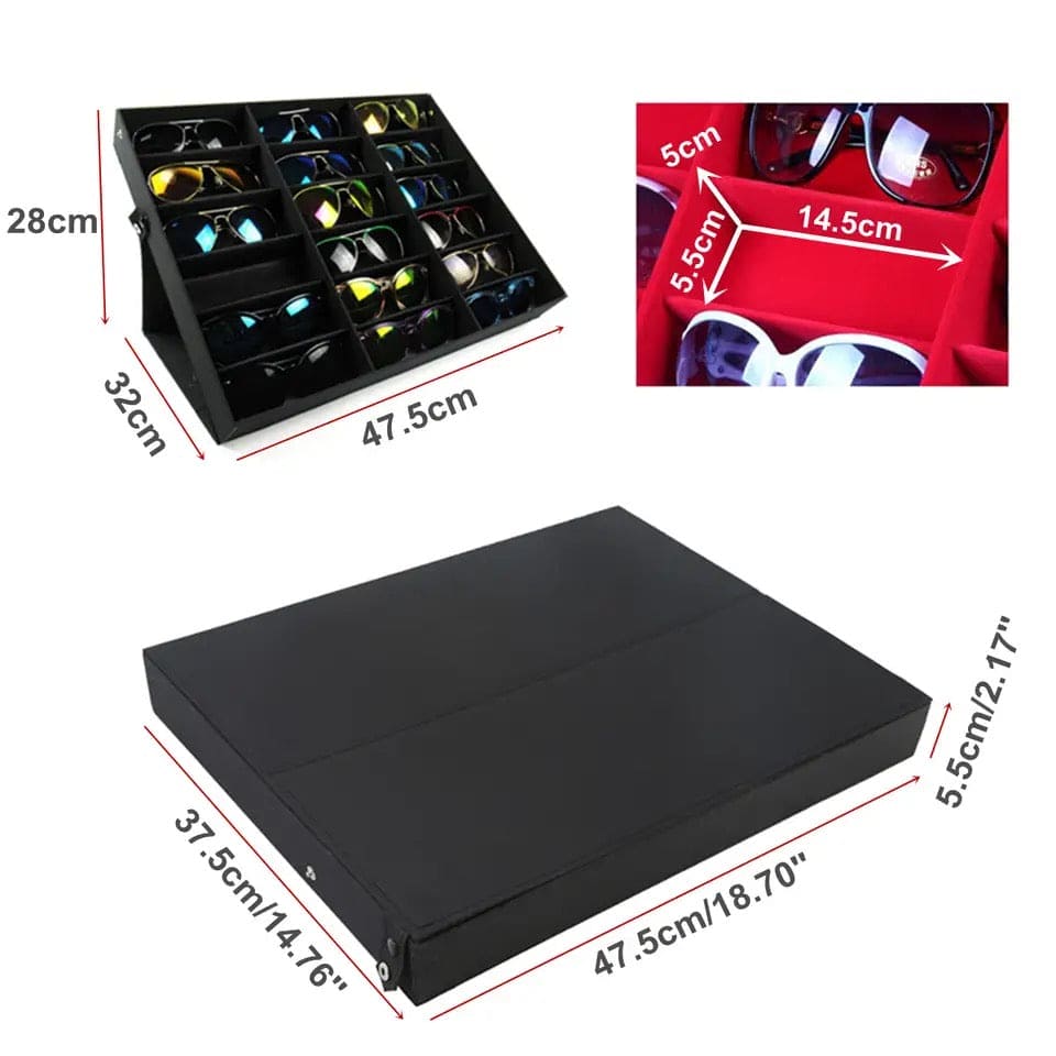 18 Grid Sunglasses Organizer, Eyeglasses Storage Display Box, Glasses Display Stand Storage Box Case Tray, Eye Wear Display Stand, Foldable Glasses Display Case, Glasses Jewelry Organizer 18 Grid Sunglasses Organizer, Eyeglasses Storage Display Box, Glasses Display Stand Storage Box Case Tray, Eye Wear Display Stand, Foldable Glasses Display Case, Glasses Jewelry Organizer